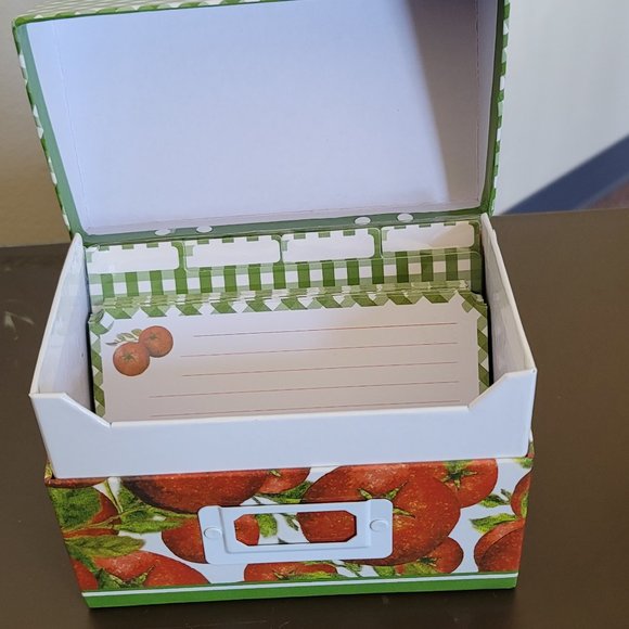 Recipe Card Holder Tomatoes Green Plaid Cards Index Cardboard Style Kitchen Cute - Picture 4 of 12